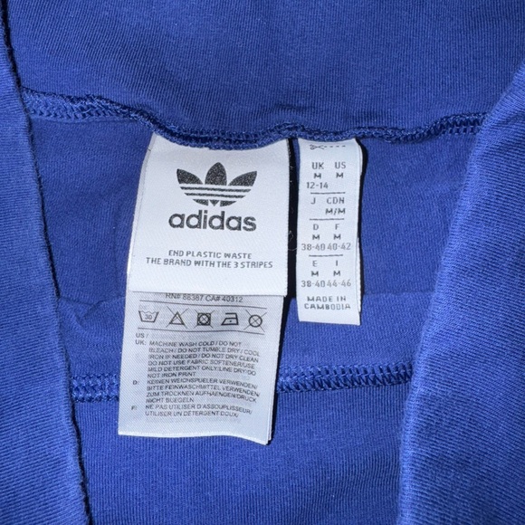 adidas Royal Blue Leggings with Red and White Striped Cuffs - Picture 3 of 3